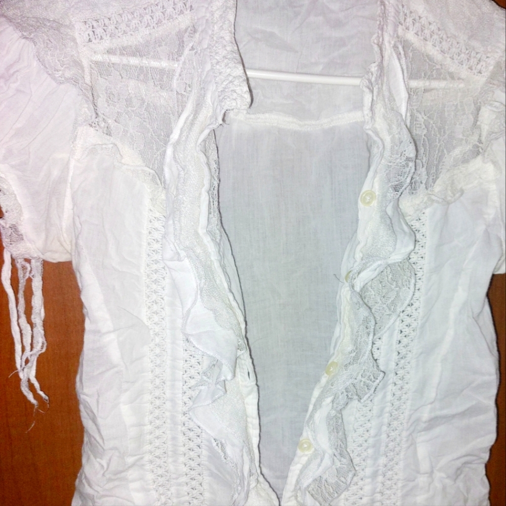 Ladies Romantic White Lace Western shirt